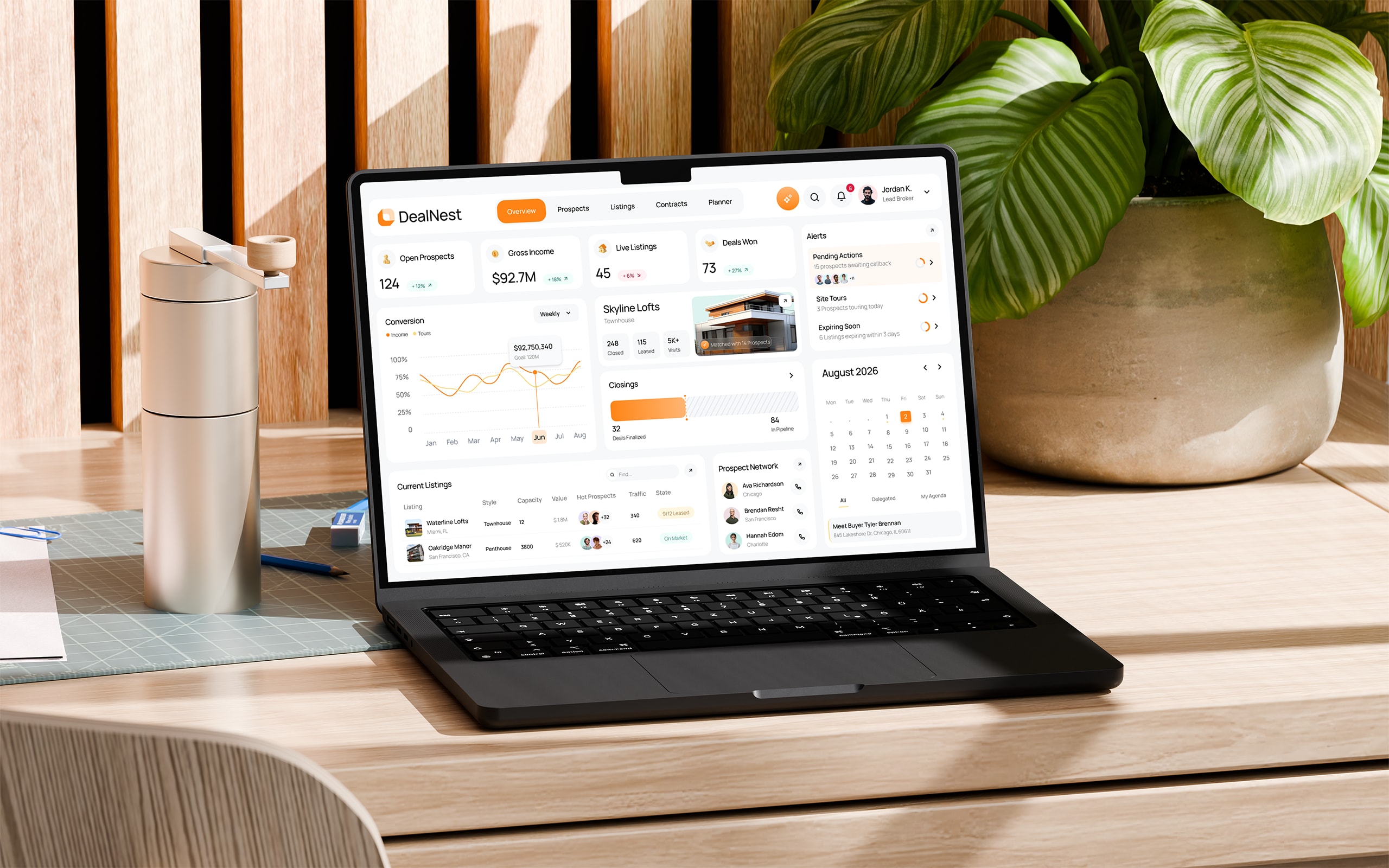 DealNest — real estate CRM dashboard