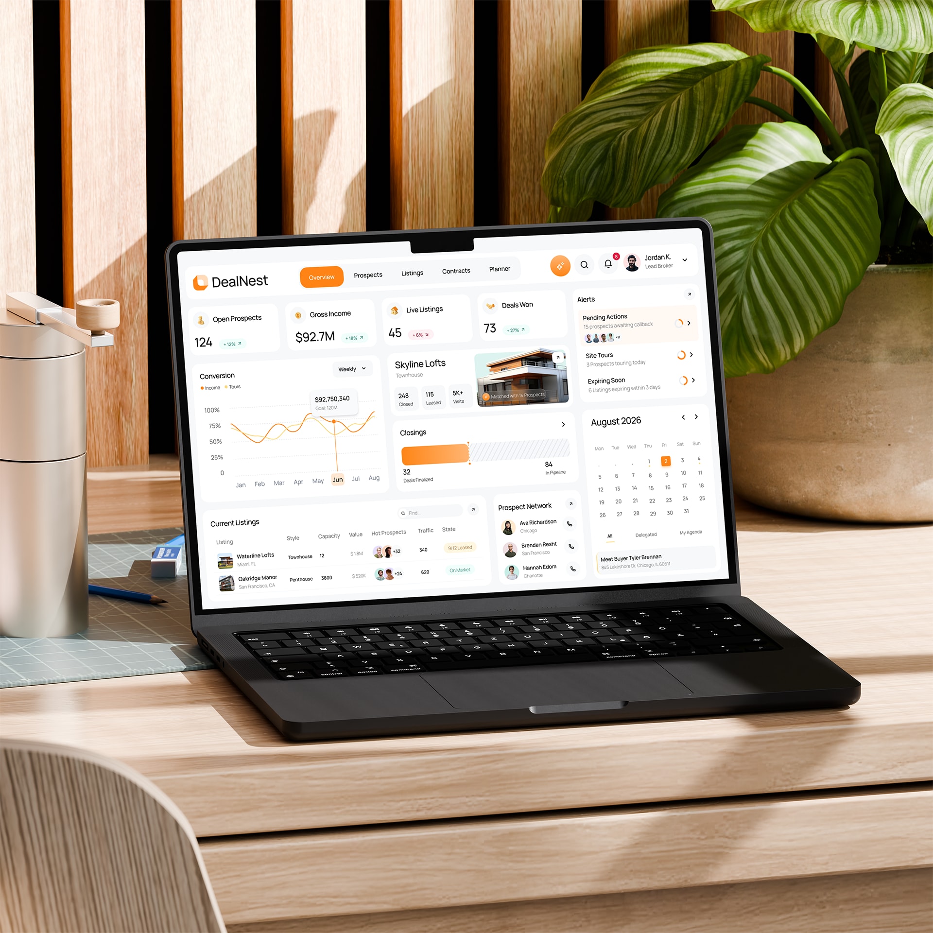 DealNest — real estate CRM dashboard